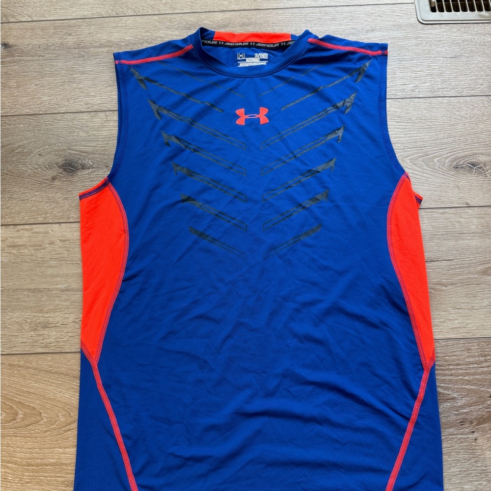 Under Armour Blue and orange compression Sleeveless Top
